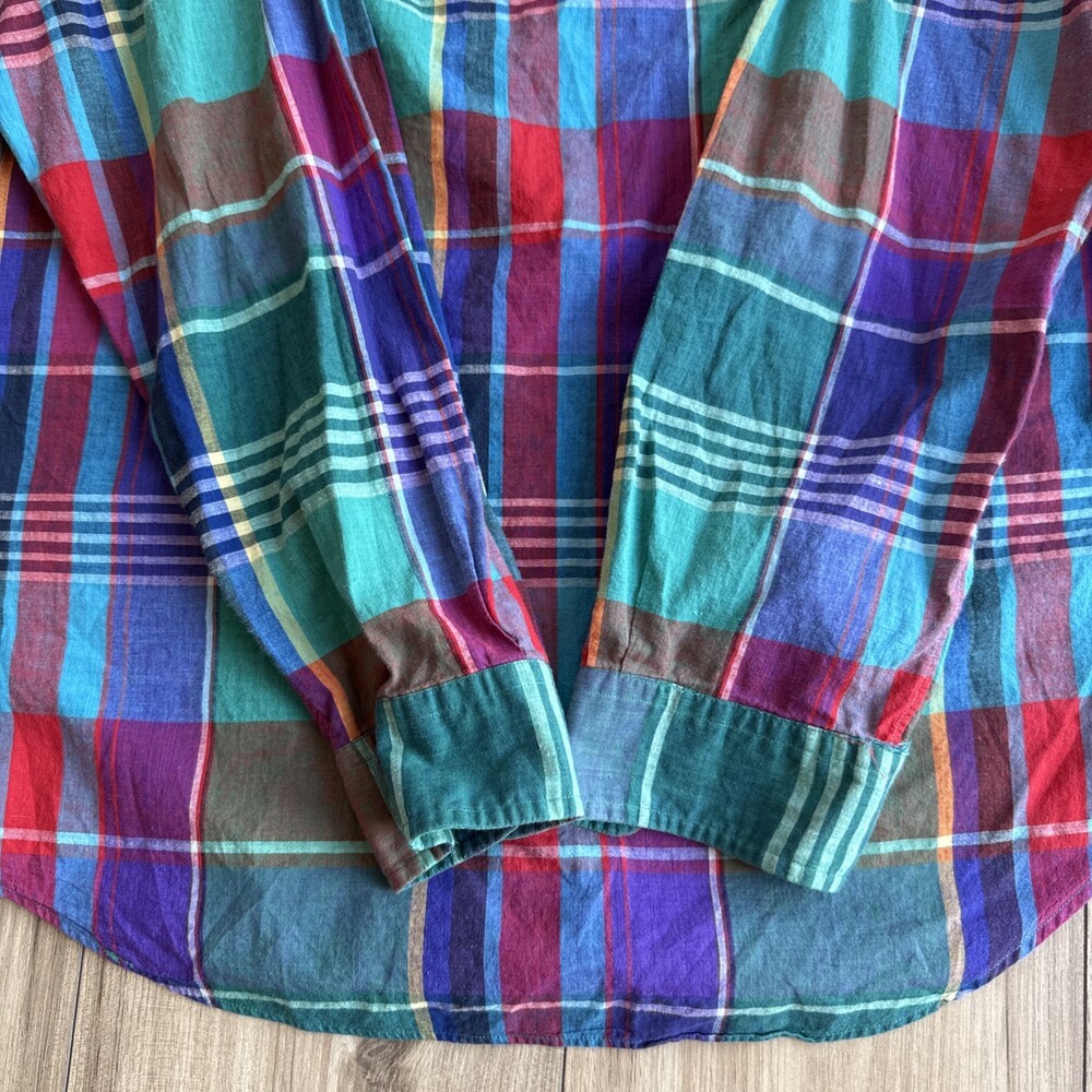 Vintage Polo Ralph Lauren Shirt Men’s XL Hand Woven Madras Multi Color Plaid - Picture 8 of 8